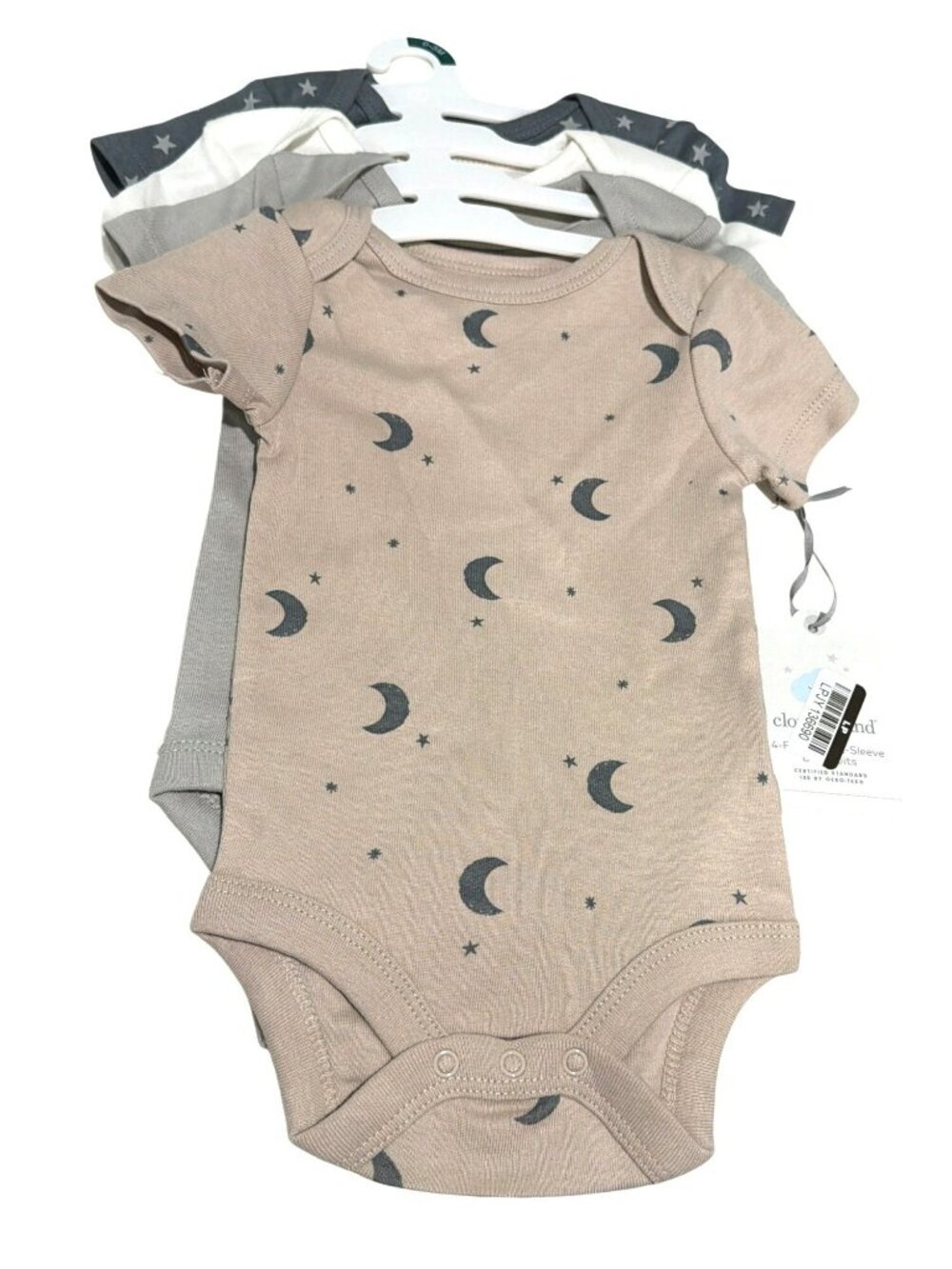 Cloud Island Baby 4-Pack Short-Sleeve Bodysuits 0-3M Organic Cotton New